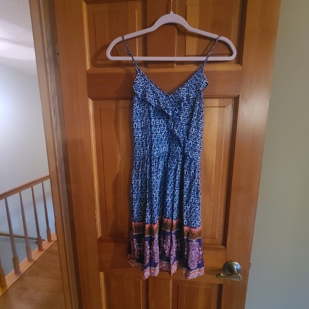 Xhilaration Blue and Purple Spaghetti Strap Sundress Size Medium